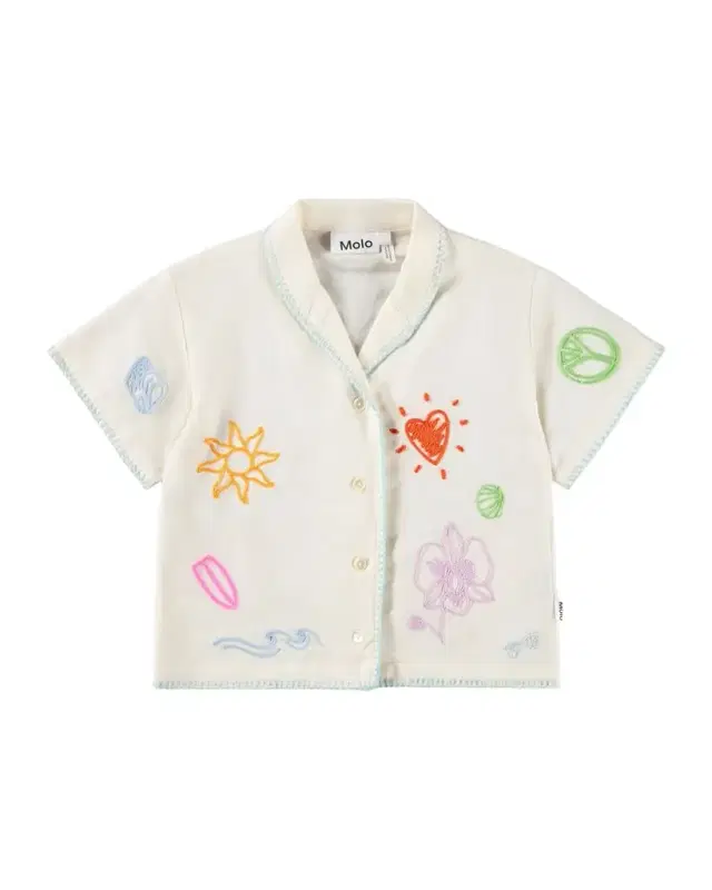 Molo Girl 's Rosalle Embroidered Organic Cotton Shirt