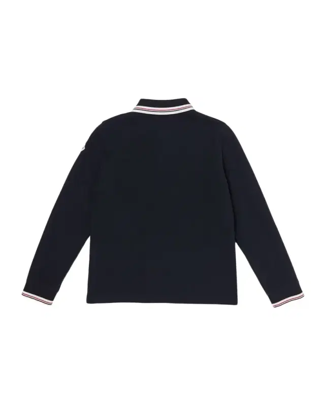 Boy 's Tricolor-Trimmed Long-Sleeve Polo Shirt, Size 4-14