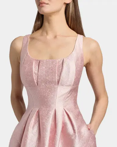 Kay Unger New York June Sleeveless Pleated Jacquard Midi Dress | Thumbnail 5 Kay Unger New York June Sleeveless Pleated Jacquard Midi Dress | Thumbnail 5