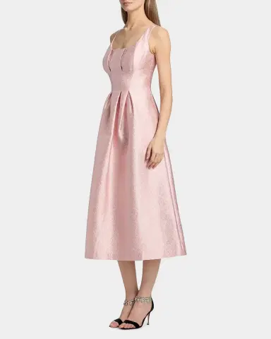 Kay Unger New York June Sleeveless Pleated Jacquard Midi Dress | Thumbnail 7 Kay Unger New York June Sleeveless Pleated Jacquard Midi Dress | Thumbnail 7