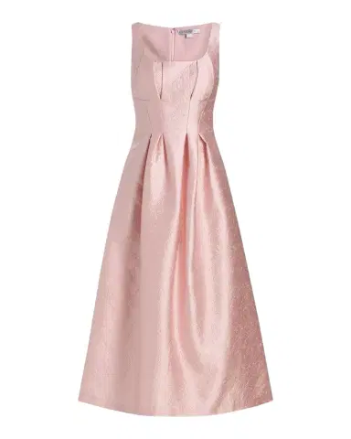 Kay Unger New York June Sleeveless Pleated Jacquard Midi Dress | Thumbnail 1 Kay Unger New York June Sleeveless Pleated Jacquard Midi Dress | Thumbnail 1