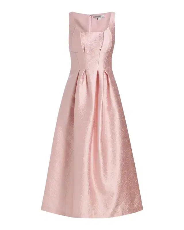 Kay Unger New York June Sleeveless Pleated Jacquard Midi Dress