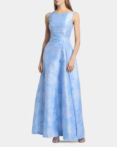 Kay Unger New York Caitlin Pleated Floral Jacquard Gown | Thumbnail 2 Kay Unger New York Caitlin Pleated Floral Jacquard Gown | Thumbnail 2