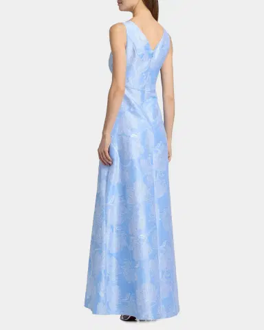Kay Unger New York Caitlin Pleated Floral Jacquard Gown | Thumbnail 3 Kay Unger New York Caitlin Pleated Floral Jacquard Gown | Thumbnail 3