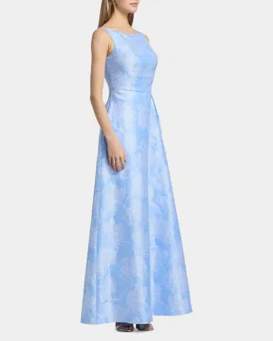 Kay Unger New York Caitlin Pleated Floral Jacquard Gown | Thumbnail 4 Kay Unger New York Caitlin Pleated Floral Jacquard Gown | Thumbnail 4