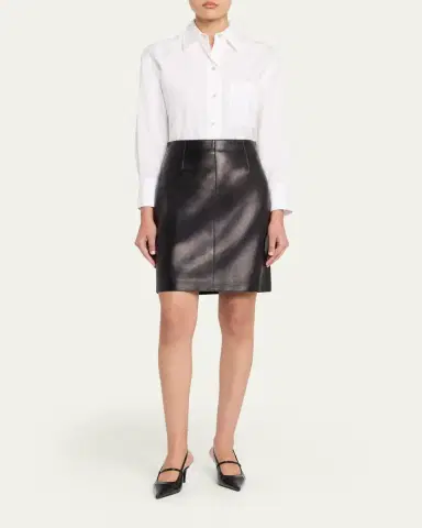 Lafayette 148 New York High-Waisted Nappa Leather Mini Skirt | Thumbnail 2 Lafayette 148 New York High-Waisted Nappa Leather Mini Skirt | Thumbnail 2