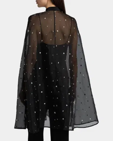 Carolyn Rowan Hand-Embroidered Silk Organza Cape | Thumbnail 3 Carolyn Rowan Hand-Embroidered Silk Organza Cape | Thumbnail 3