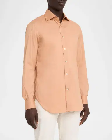 Kiton Men's Solid Cotton Sport Shirt | Thumbnail 4 Kiton Men's Solid Cotton Sport Shirt | Thumbnail 4