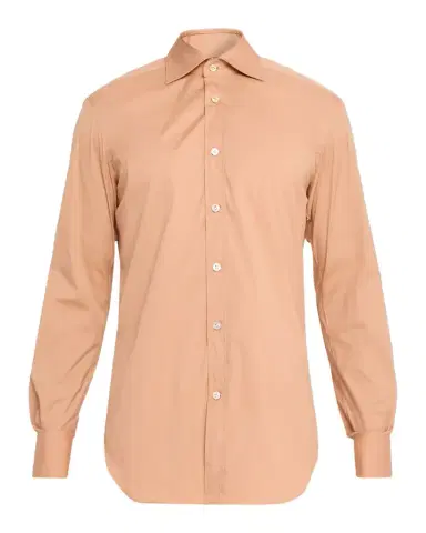 Kiton Men's Solid Cotton Sport Shirt | Thumbnail 1 Kiton Men's Solid Cotton Sport Shirt | Thumbnail 1