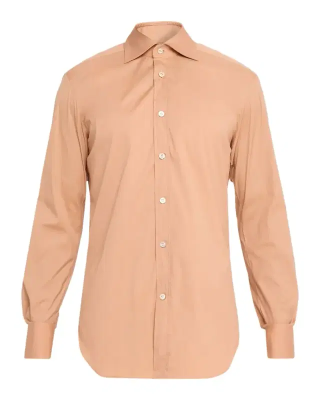 Kiton Men 's Solid Cotton Sport Shirt