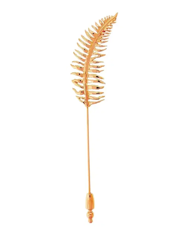 Men 's Rose Gold-Tone Fern Lapel Pin