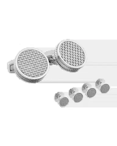 Tateossian Men 's Palladium-Plated Disc Cufflinks and Stud Set | Thumbnail 2 Tateossian Men 's Palladium-Plated Disc Cufflinks and Stud Set | Thumbnail 2