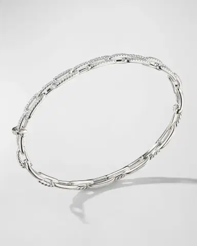 David Yurman Stax Chain Link Bracelet with Diamonds in 18K White Gold | Thumbnail 2