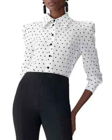 Carolina Herrera Polkadot 3/4-Sleeve Button-Front Shirt | Thumbnail 1