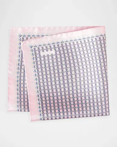 Eton Men's Geometric Link-Print Silk Pocket Square | Thumbnail 2 Eton Men's Geometric Link-Print Silk Pocket Square | Thumbnail 2