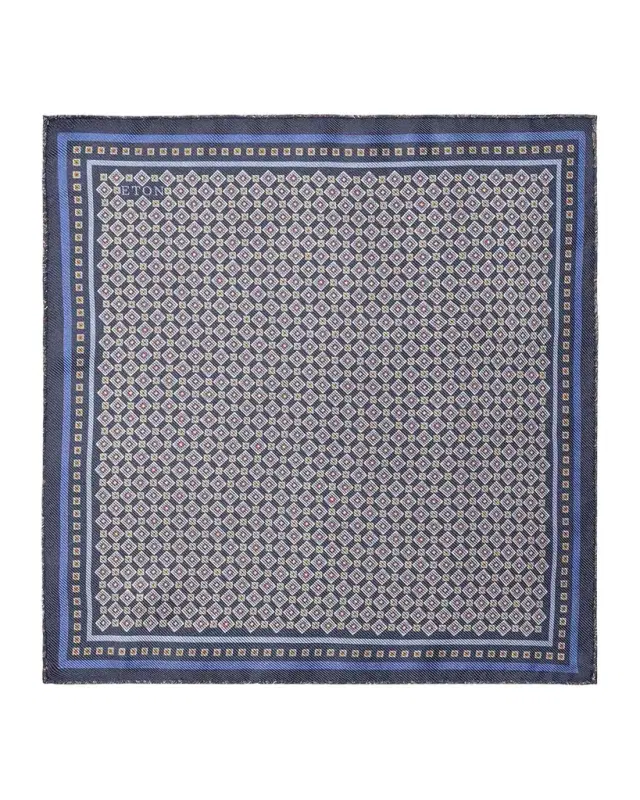 Men 's Medallion Double-Print Silk Pocket Square