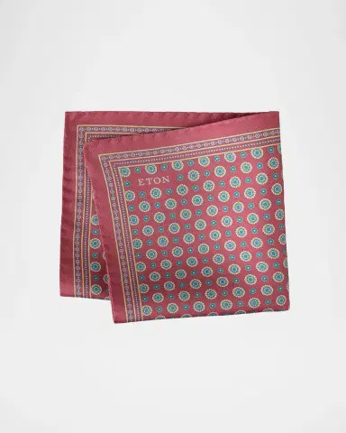 Eton Men's Circle Medallion Silk Pocket Square | Thumbnail 2