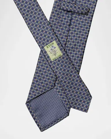 Eton Men's Geometric Circle Print Silk Tie | Thumbnail 2