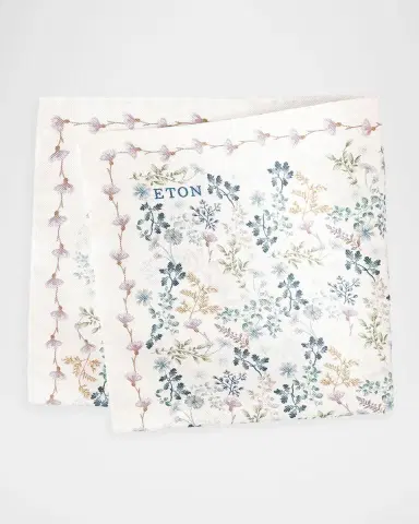 Eton Men's Botanical Print Silk Pocket Square | Thumbnail 2