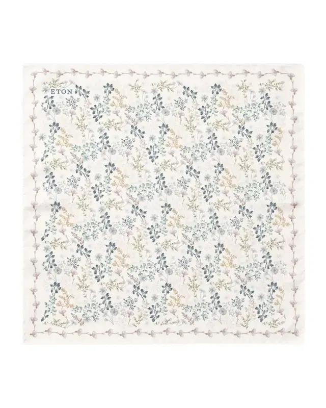 Eton Men 's Botanical Print Silk Pocket Square