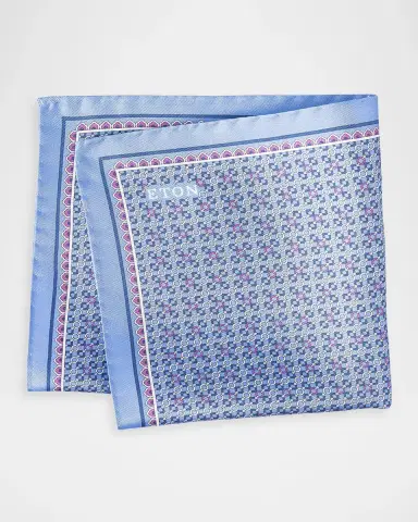 Eton Men's Rolo Chain-Print Silk Pocket Square | Thumbnail 2