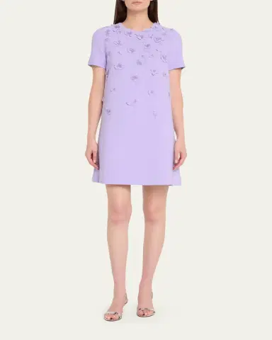 Carolina Herrera Carnation Embroidered Short-Sleeve Mini Dress | Thumbnail 5 Carolina Herrera Carnation Embroidered Short-Sleeve Mini Dress | Thumbnail 5
