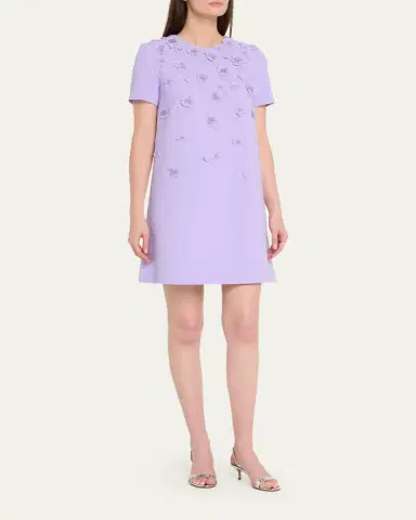 Carolina Herrera Carnation Embroidered Short-Sleeve Mini Dress | Thumbnail 7 Carolina Herrera Carnation Embroidered Short-Sleeve Mini Dress | Thumbnail 7