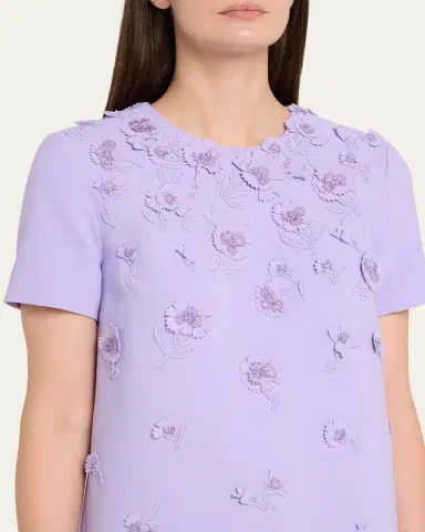 Carolina Herrera Carnation Embroidered Short-Sleeve Mini Dress | Thumbnail 8 Carolina Herrera Carnation Embroidered Short-Sleeve Mini Dress | Thumbnail 8