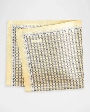 Eton Men's Geometric Link-Print Silk Pocket Square | Thumbnail 2 Eton Men's Geometric Link-Print Silk Pocket Square | Thumbnail 2
