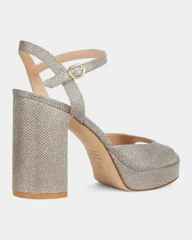 Stuart Weitzman 100mm Dayna II Metallic Platform Ankle-Strap Sandals | Thumbnail 2