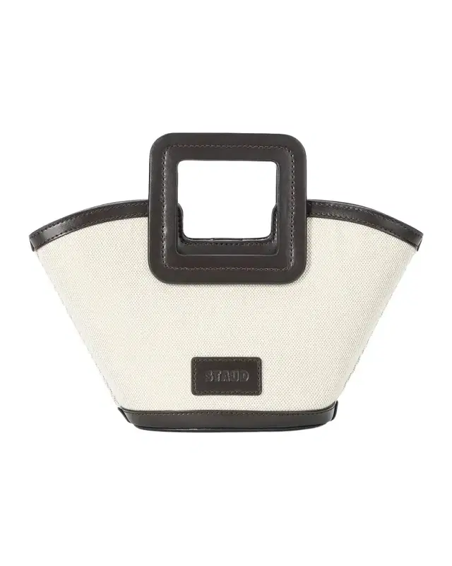 STAUD Shirley Mini Cotton & Leather Bucket Bag