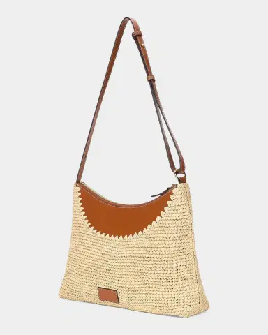 Staud Rowey Raffia & Leather Shoulder Bag | Thumbnail 2