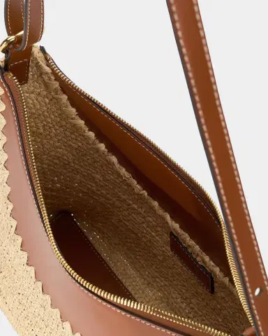 Staud Rowey Raffia & Leather Shoulder Bag | Thumbnail 3