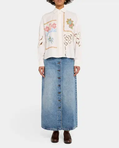 Weekend Max Mara Fonte Embroidered Cotton Poplin Shirt | Thumbnail 2