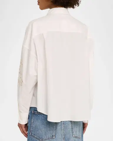 Weekend Max Mara Fonte Embroidered Cotton Poplin Shirt | Thumbnail 3