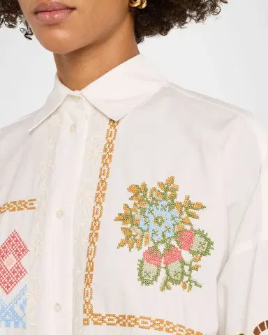 Weekend Max Mara Fonte Embroidered Cotton Poplin Shirt | Thumbnail 5