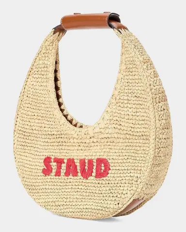 STAUD Moon Shark-Embroidered Raffia Shoulder Bag | Thumbnail 2 STAUD Moon Shark-Embroidered Raffia Shoulder Bag | Thumbnail 2