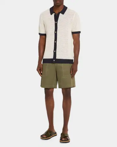 Onia Men 's Linen Short-Sleeve Cardigan Sweater | Thumbnail 2