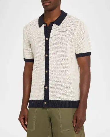 Onia Men 's Linen Short-Sleeve Cardigan Sweater | Thumbnail 4