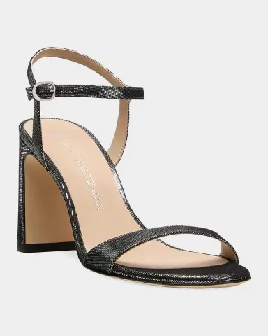 Stuart Weitzman 85mm Babette Leather Noir Ankle-Strap Sandals | Thumbnail 4