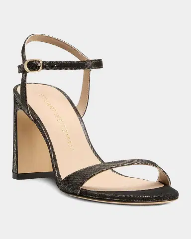 Stuart Weitzman 85mm Babette Leather Noir Ankle-Strap Sandals | Thumbnail 6