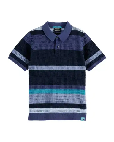 Scotch & Soda Boy's Structured Knit Striped Polo Shirt, Size 4 | Thumbnail 1 Scotch & Soda Boy's Structured Knit Striped Polo Shirt, Size 4 | Thumbnail 1