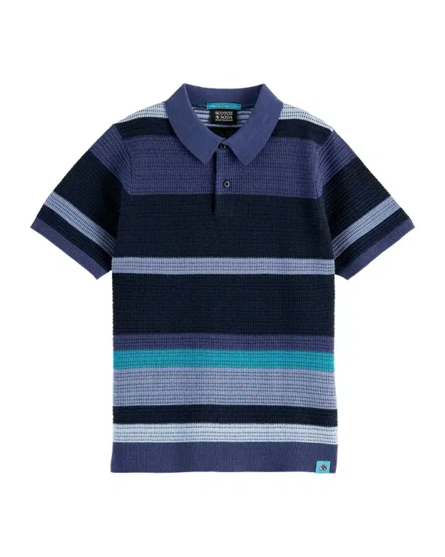 Boy 's Structured Knit Striped Polo Shirt, Size 4-