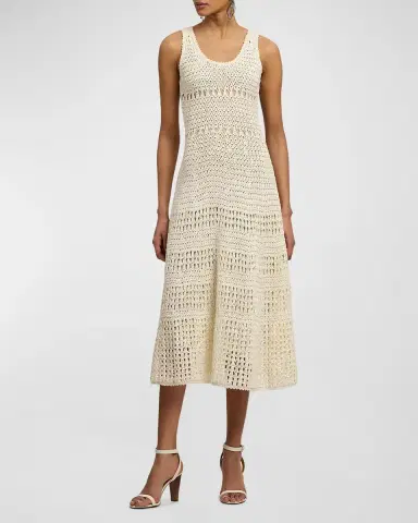Ralph Lauren Collection Sleeveless Crochet Knit Midi Dress | Thumbnail 3