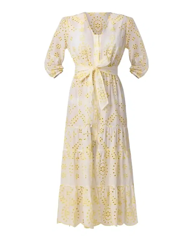 Santorini Cotton Broderie Anglaise Midi Dress