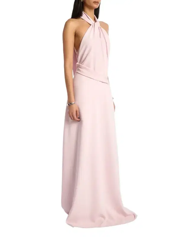 Kate Twist-Front Halter Crepe Gown