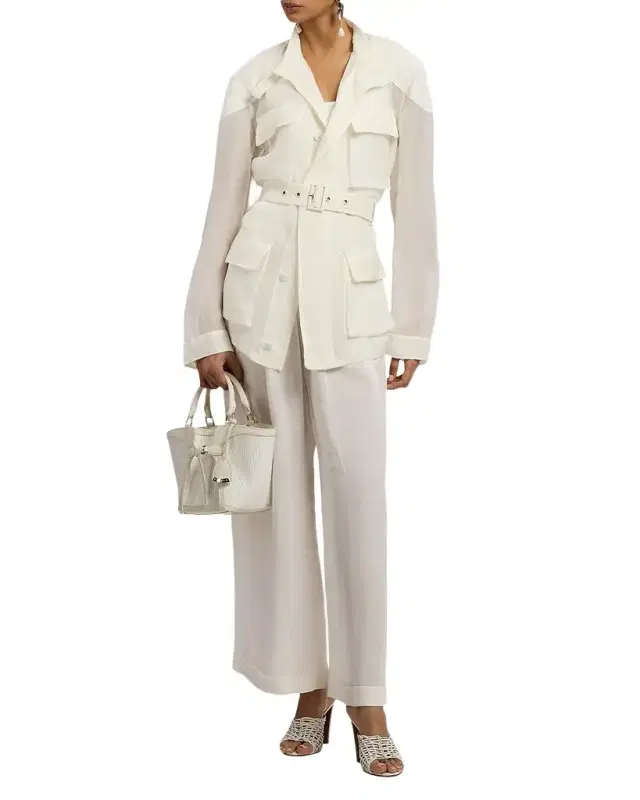 Belted Silk Utility Jacket