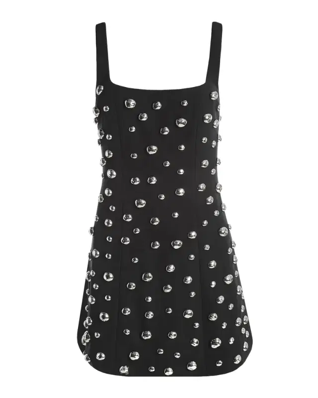 Sleeveless Bubble-Embellished Mini Dress