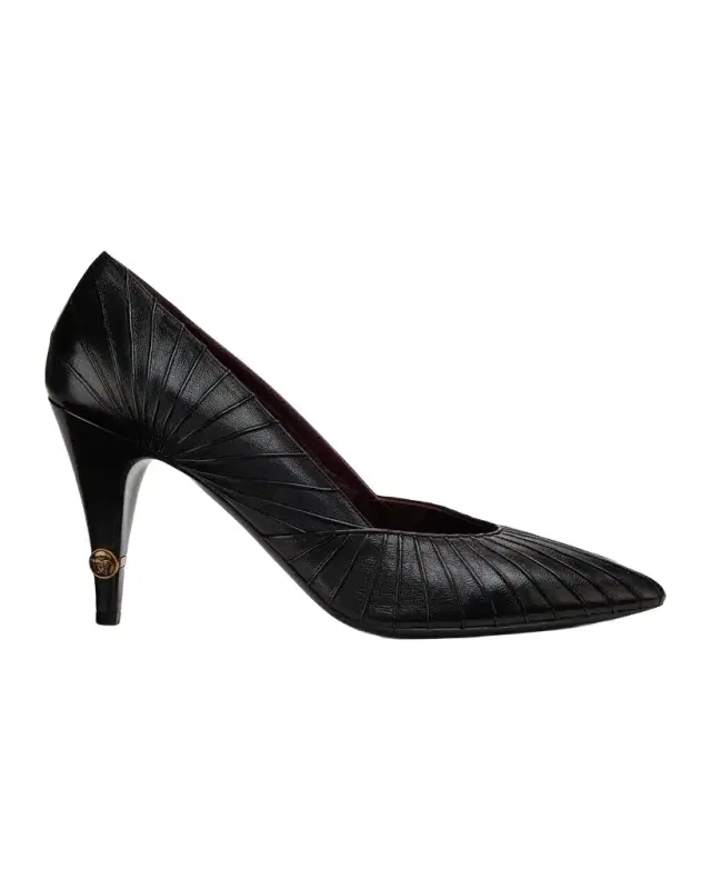 Versace 90mm Gianni Textured Leather Pumps