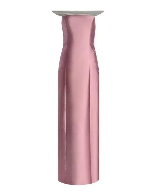Sculpted Faux Leather-Embellished Column Gown